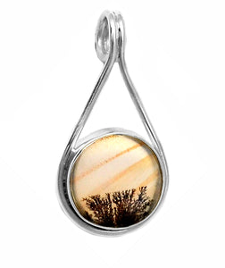 Scenic Dendritic Agate Pendant in Sterling Silver Pendulum Style