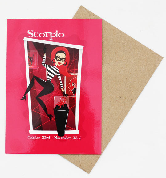 Scorpio Space-Age Jetson's Style Zodiac Post Card