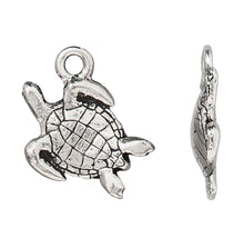 Load image into Gallery viewer, Sea Turtle Silver Plated Pewter Charm