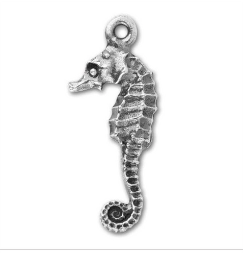 Sea Horse Pendant or Charm in Antique Silver from TierraCast