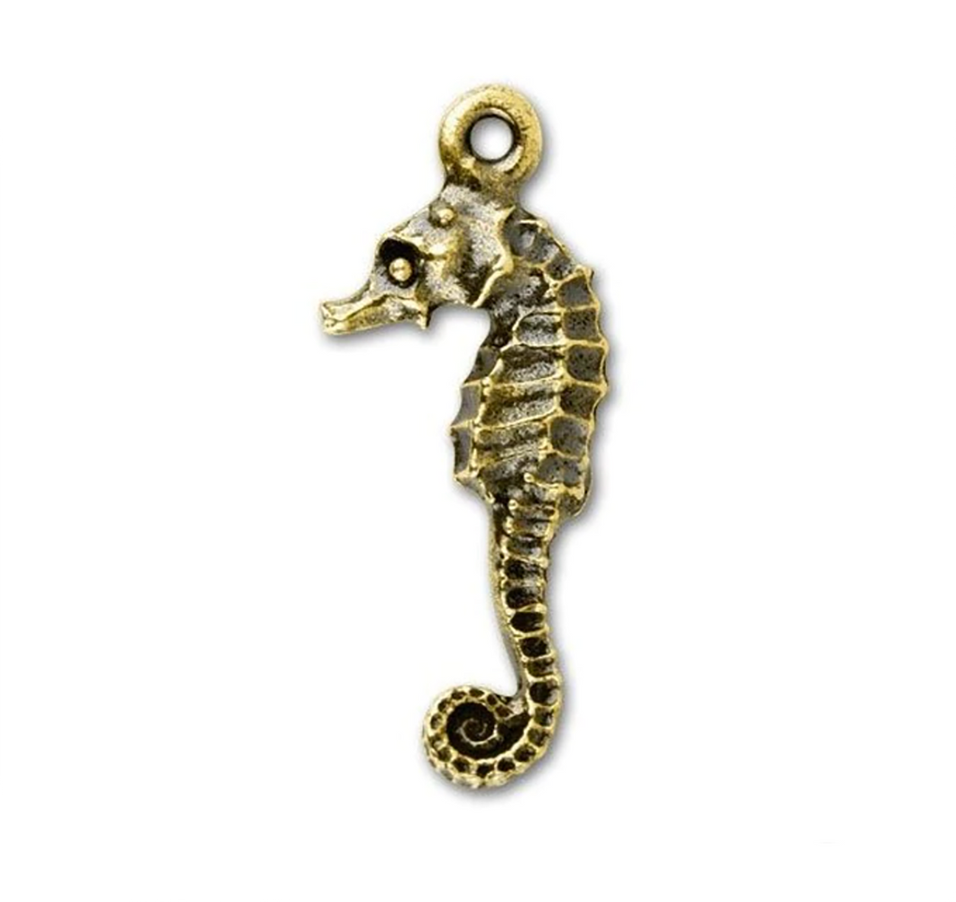 Sea Horse Pendant or Charm in Antique Gold from TierraCast
