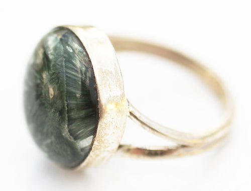 Siberian Seraphinite Ring Size 7 Ring - stone of angels and joy