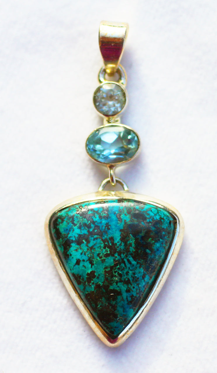 Shattuckite Pendant with Natural Blue Topaz