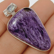 Load image into Gallery viewer, Siberian Charoite Pendant with Rainbow Moonstone