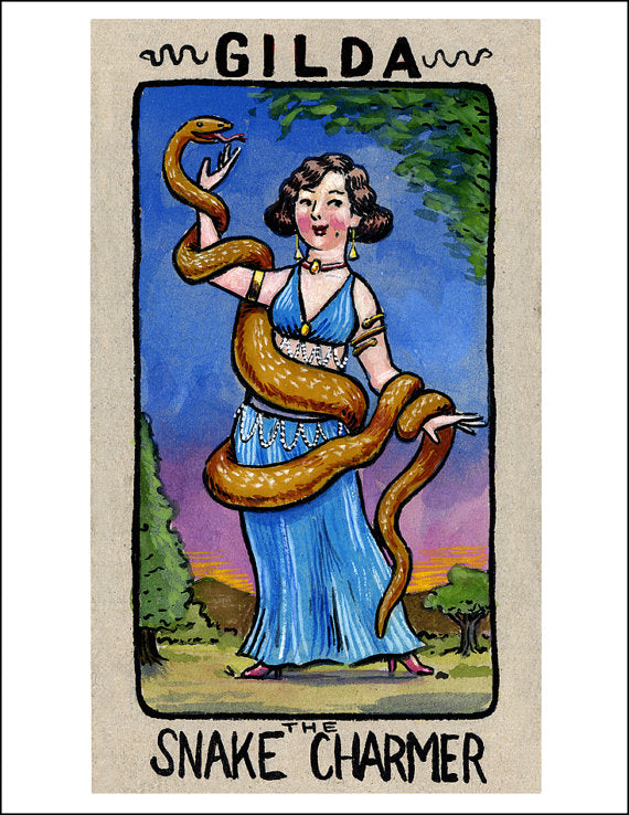 Gilda the Snake Charmer Card from Sugar Beet Press