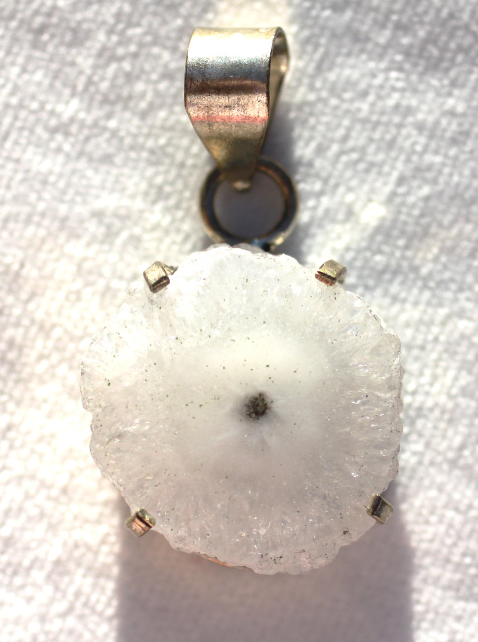 Solar Quartz Pendant in Sterling Silver Prong Style Setting