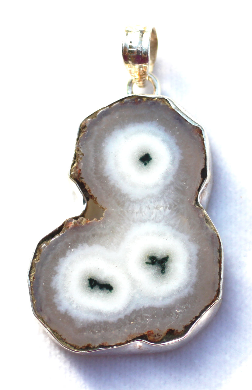 Solar Quartz Pendant in Free Form Sterling Silver Setting - Conception Crystal