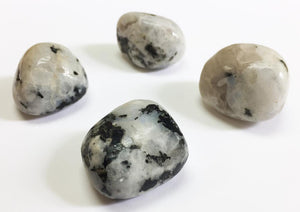 Rainbow Moonstone with Black Tourmaline in tumbled quarter pound lot