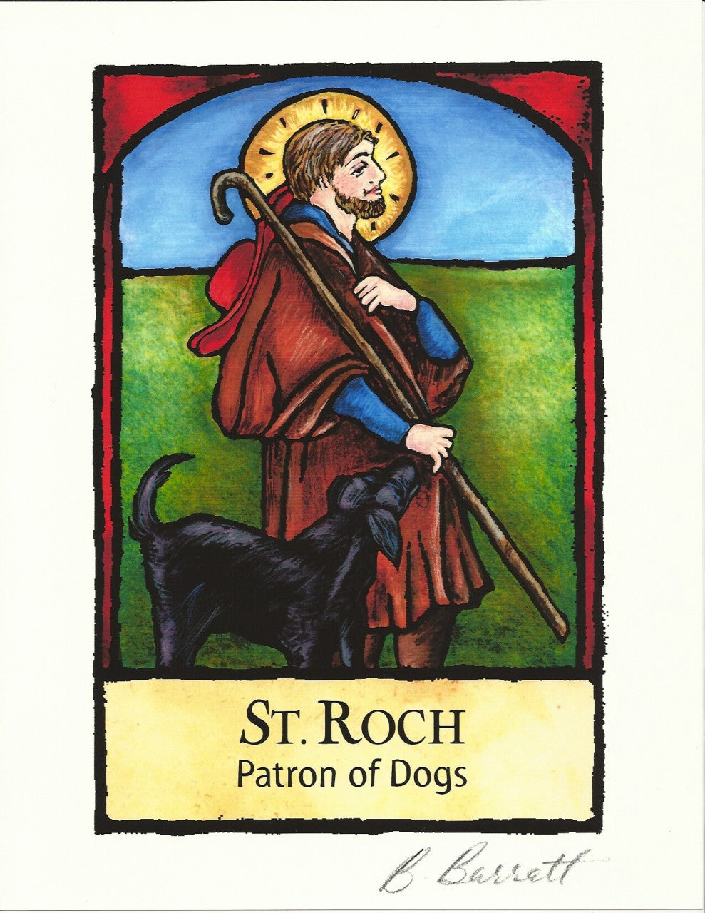 Patron of Dogs Art Print: Saint Roch Illustration by Barbara Barratt