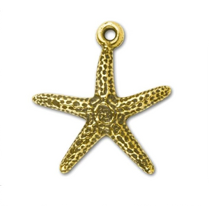 Starfish Pendant or Charm in Antique Gold from TierraCast