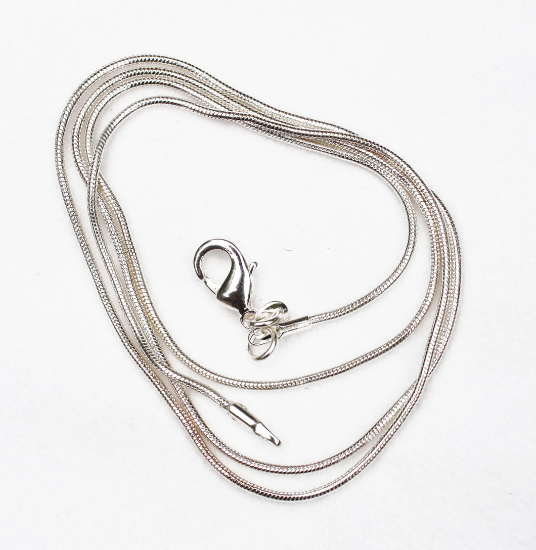 Silver plated Brass 16 inch Snake Chain Necklace - 1.4mm thickness