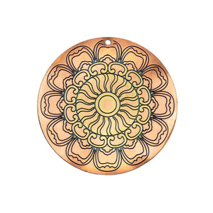 Sun Mandala Enameled Brass Pendant Disc