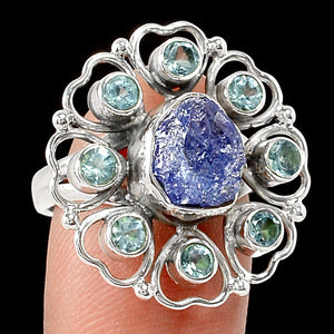Tanzanite and Blue Topaz Ring Size 6.5