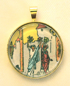 Round Tarot Card Pendant or Charm - Image under Glass