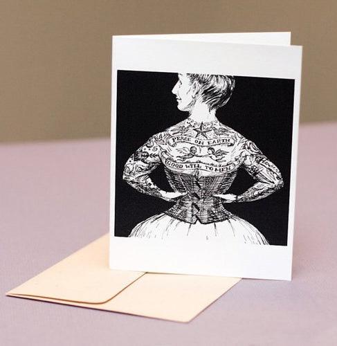 Peace on Earth Tattoo Lady Christmas Card