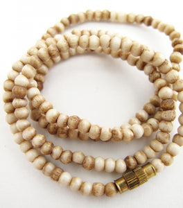 Water Buffalo Bone 20 Inch Tea-Stained 3mm Bead Necklace