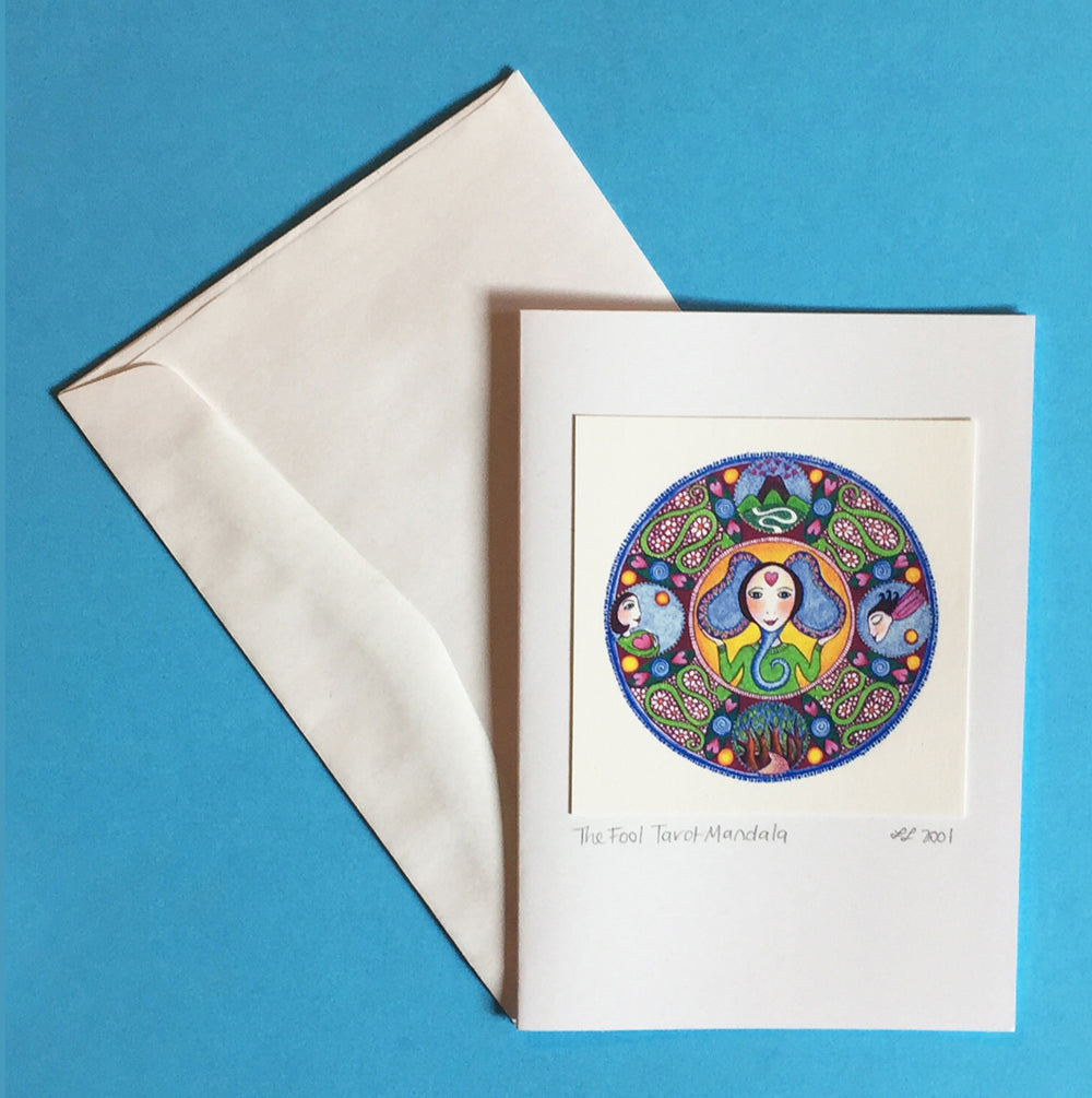 Whimsical Art Print Tarot Card by Lindy Lindhurst Art The Fool Spiritual Greeting Card