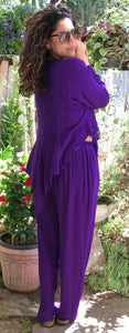 Tienda Ho Moroccan Royal Purple Cotton Rayon Tapered Najma Tunic Top that is reminiscent of Sherwood Forest
