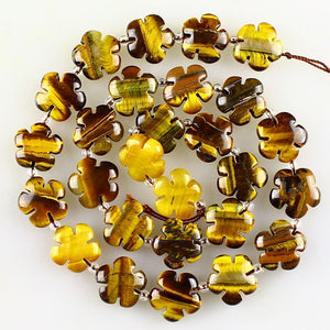 Tiger's Eye Beads with Flower-Power