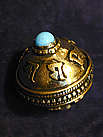 Load image into Gallery viewer, Tibetan Brass and Copper Prayer Wheel Bead Inscribed: Om Mani Padme Hum