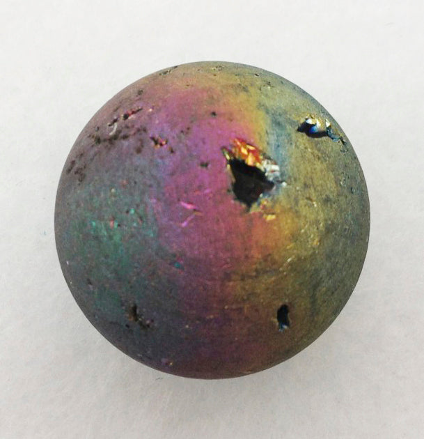 Rainbow Aura Quartz Crystal 30mm Sphere with Druzy