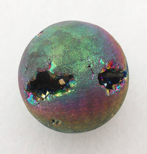 Rainbow Aura Quartz Crystal 30mm Sphere with Druzy