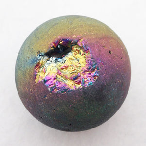 Rainbow Aura Quartz Crystal 30mm Sphere with Druzy