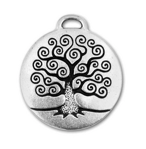 Tree of Life Charm Silver with Antique Finish