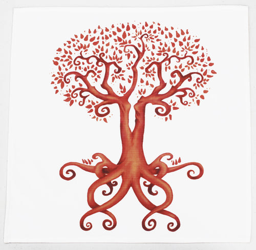 Tree of Life and Love Cotton Tarot Cloth in Sienna Brown