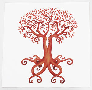 Tree of Life and Love Cotton Tarot Cloth in Sienna Brown