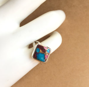 Turquoise Ring size 5.5 Kingman Pink Dahlia