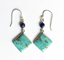 Load image into Gallery viewer, Turquoise Earrings with Lapis Lazuli