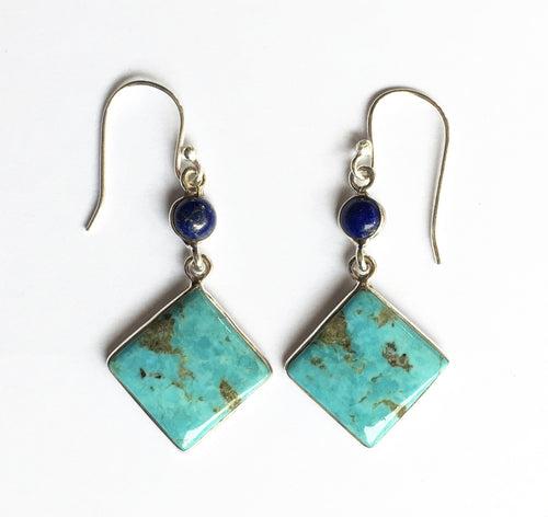 Turquoise Earrings with Lapis Lazuli