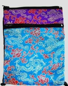 Tarot Bag in Aqua and Purple Brocade