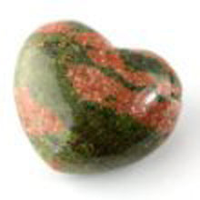 Load image into Gallery viewer, Unakite Heart 45mm wide puffy heart