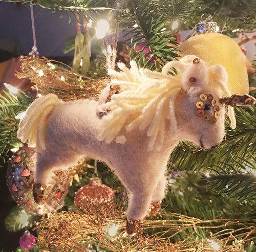 Unicorn Ornament with Jute String