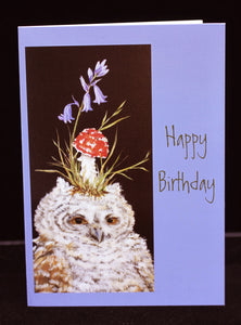 Vicki Sawyer Birthday Card Owlet with Red Toadstool