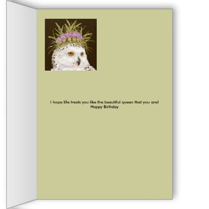 Snow Queen Owl Birthday Card by Vicki Sawyer