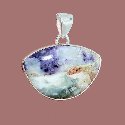 Violet Flame Opal Pendant in sterling silver frame