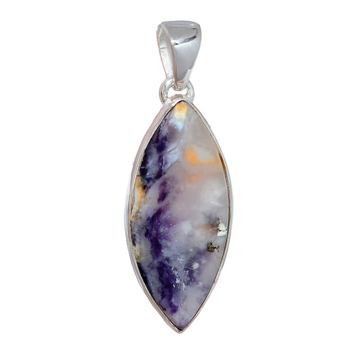 Violet Flame Opal Pendant marquise shape in sterling silver