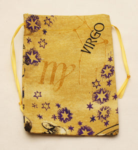 Virgo Zodiac Sign Cotton Drawstring Bag for Your Tarot Deck