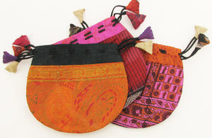 Silk Sari Medium Drawstring Pouch Bag
