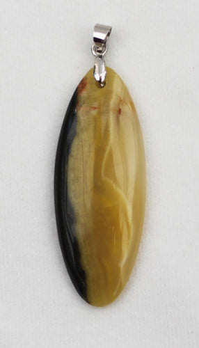 Yellow Banded Opal Pendant with Silver Bail