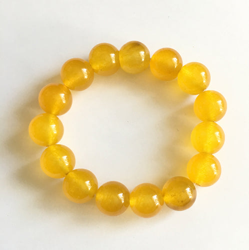 Yellow Jade 12mm Bead Bracelet