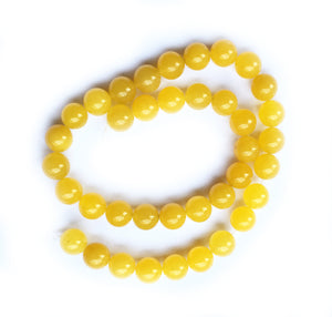 Yellow Jade Beads 15 inch strand of 10mm Beads (Nephrite)