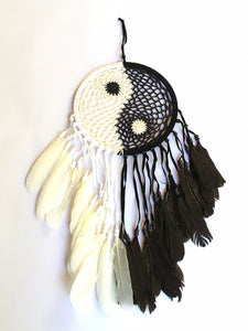 Beaded Dreamcatcher - Yin Yang Dreamcatcher - Black and White Dreamcatcher