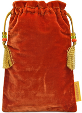 Load image into Gallery viewer, Mucha Astrologer Queen of Swords Tarot Bag made from Vietnamese Silk in Burnt Orange