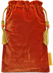Mucha Astrologer Queen of Swords Tarot Bag made from Vietnamese Silk in Burnt Orange