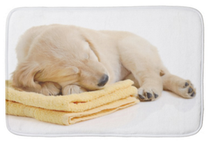 Cute Bath Mat of Golden Retriever Puppy