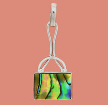 Load image into Gallery viewer, Paua Abalone Shell Highly Polished Pendulum Silver Pendant - Mother-of-Pearl piece of art!